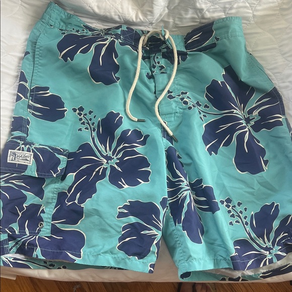 Ralph Lauren Other - Ralph Lauren Turquoise and Navy Hibiscus Swim Shorts